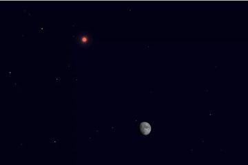 Lua e Marte em destaque no céu noturno no próximo domingo